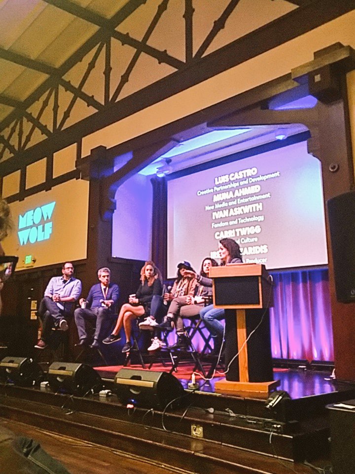 kathinkel's tweet photo. The @The13exp panel on combining superpowers ... this is the best. Bringing together rockstars in different areas to effect change with immersive #ids2019 @DesignImmersive https://t.co/xUeHlBjUCm