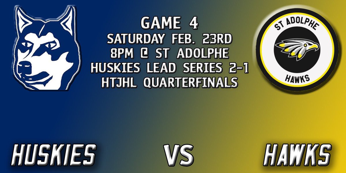 Game 4 in St Adolphe tonight! Come support the boys