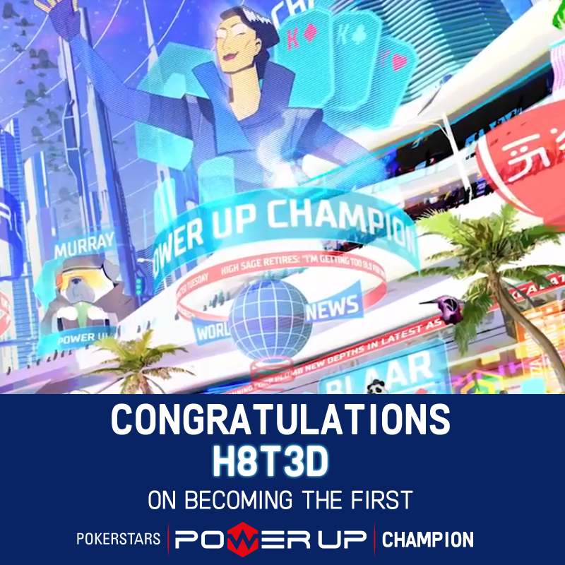 OfficialOPPoker's tweet photo. We have our first @PokerStars Power Up Champion!🏆 Congratulations H8T3D! Also congratulations to The13Viktor and Adestor who both took home $1000 each. Thank you everyone who tuned in and we can't wait for the next time! https://t.co/kZvHJsWw9h