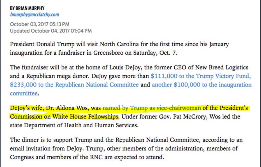 wow so all you gotta do is give a half a million dollars? @HouseDemocrats ,  @RepAdamSchiff this guy gave 450k to Trump and RNC, some to the inaugural fund that is under investigation.His wife was given a job, and he was given a finance chair position next to cohen and broidy.