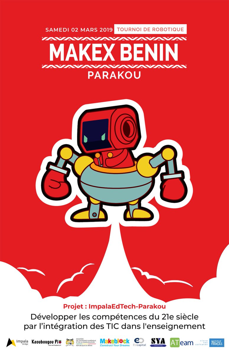 asinbenin's tweet image. Les premières activités du projet #ImpalaEdTech se tiendront du 25/02 au 02/03 à Parakou. Au programme : 
Formation des enseignants 
Formation des lycéens 
Tournoi de robotique 
Prenez le rendez-vous pour vivre les temps forts et découvrir le lauréat du concours
#BeninNumerique