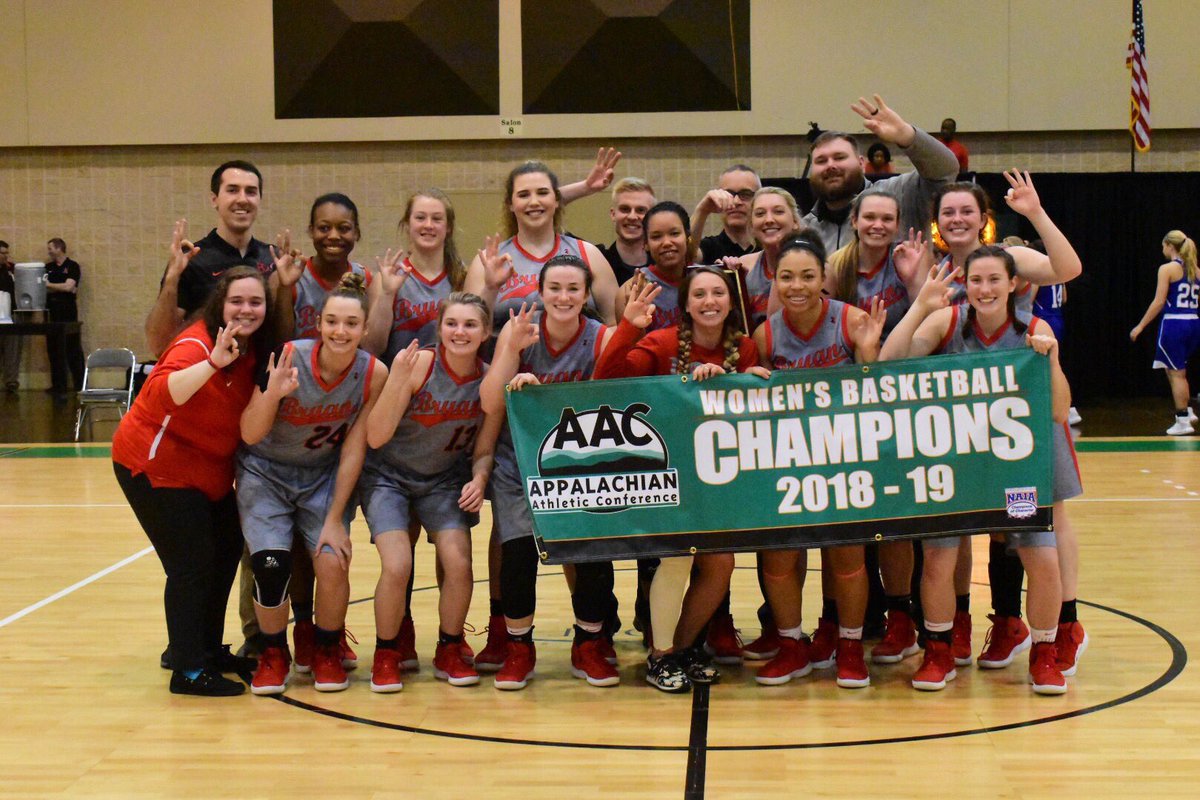 BryanAthletics's tweet photo. I present to you the 2018-19 @AACsports #AACWBB Tournament Champions, your Bryan College Lady Lions @bryancollegewbb! 🏆

The #LionPride 3-peat, having won the tournament crown back-to-back-to-back!

Bryan improves to 31-1 overall!

All-Tournament - Levi, Ludy, &amp; Luna
Luna - MVP https://t.co/WGoqlD2PP3