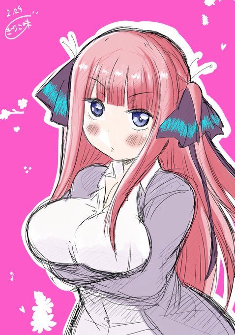 きなこ味さんがTwitterに投稿した中野二乃(五等分の花嫁)のイラスト。