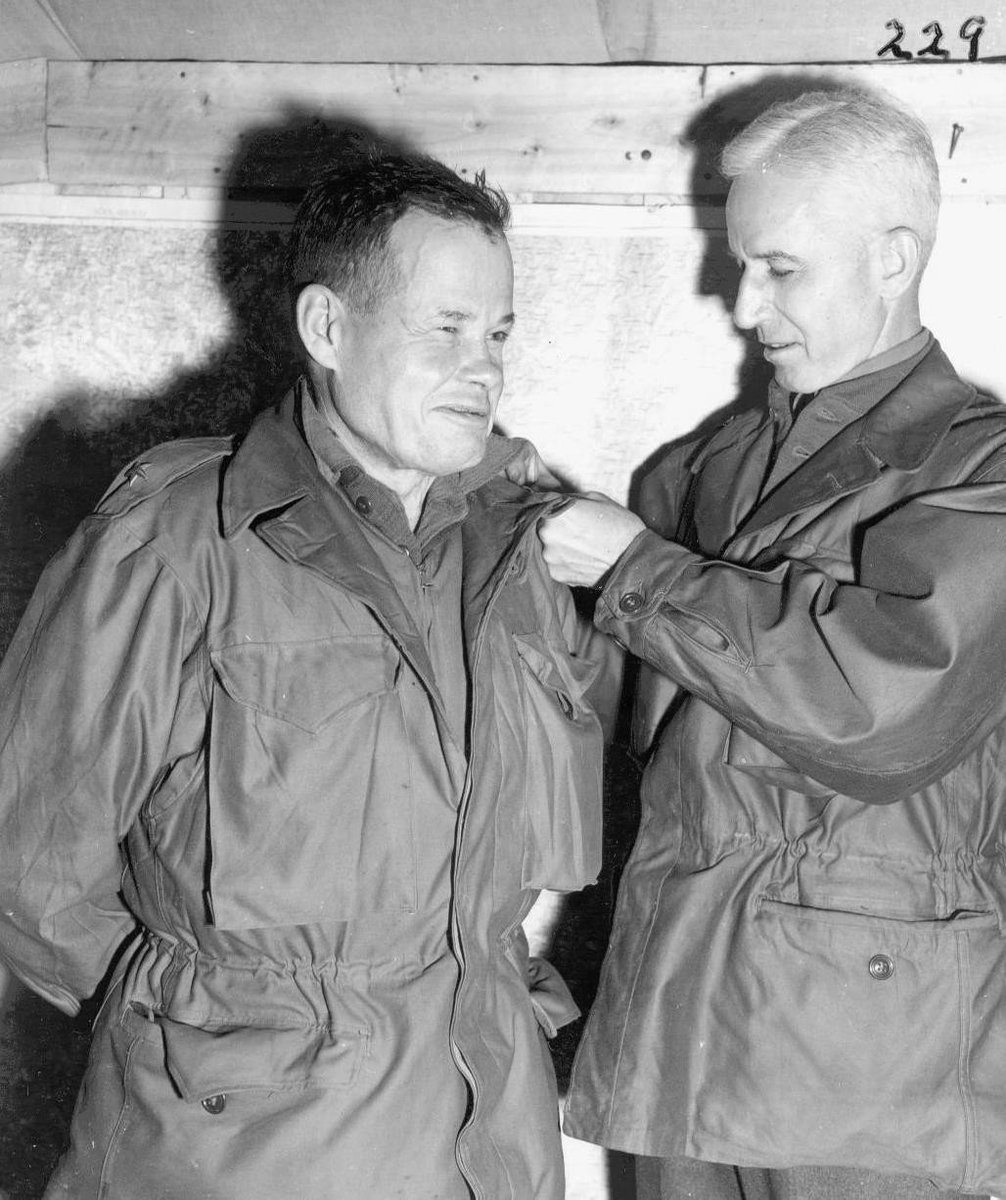 JGuybee's tweet photo. Lewis Puller being promoted to the rank of brigadier general by General Oliver Smith, 26 Jan 1951 https://t.co/IdAyoylQuK