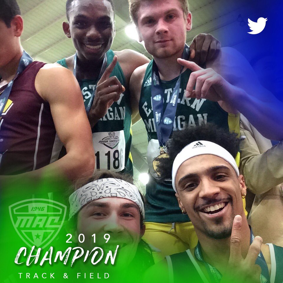 🦅🦅🦅

EMU’s relay team of Richardson, Underwood, White and Young defend the Eagles title in the 4x4 with a time of 3:11.95! #MACtion