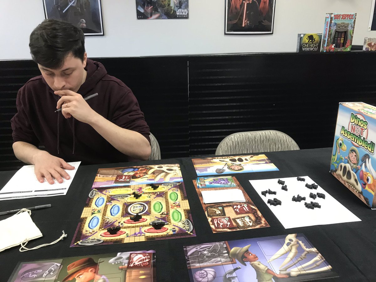 We did a good amount of playtesting of #DinosNotAssembled at @meltingtopgames with <a href="/playtestNW/">PlaytestNW 🔜@ETXWA</a> 

Everyone agreed this was a fun family game, that could even work as a light into game for a game night.

Someone also mentioned they could use it with Dinosaur Island as a theme day.