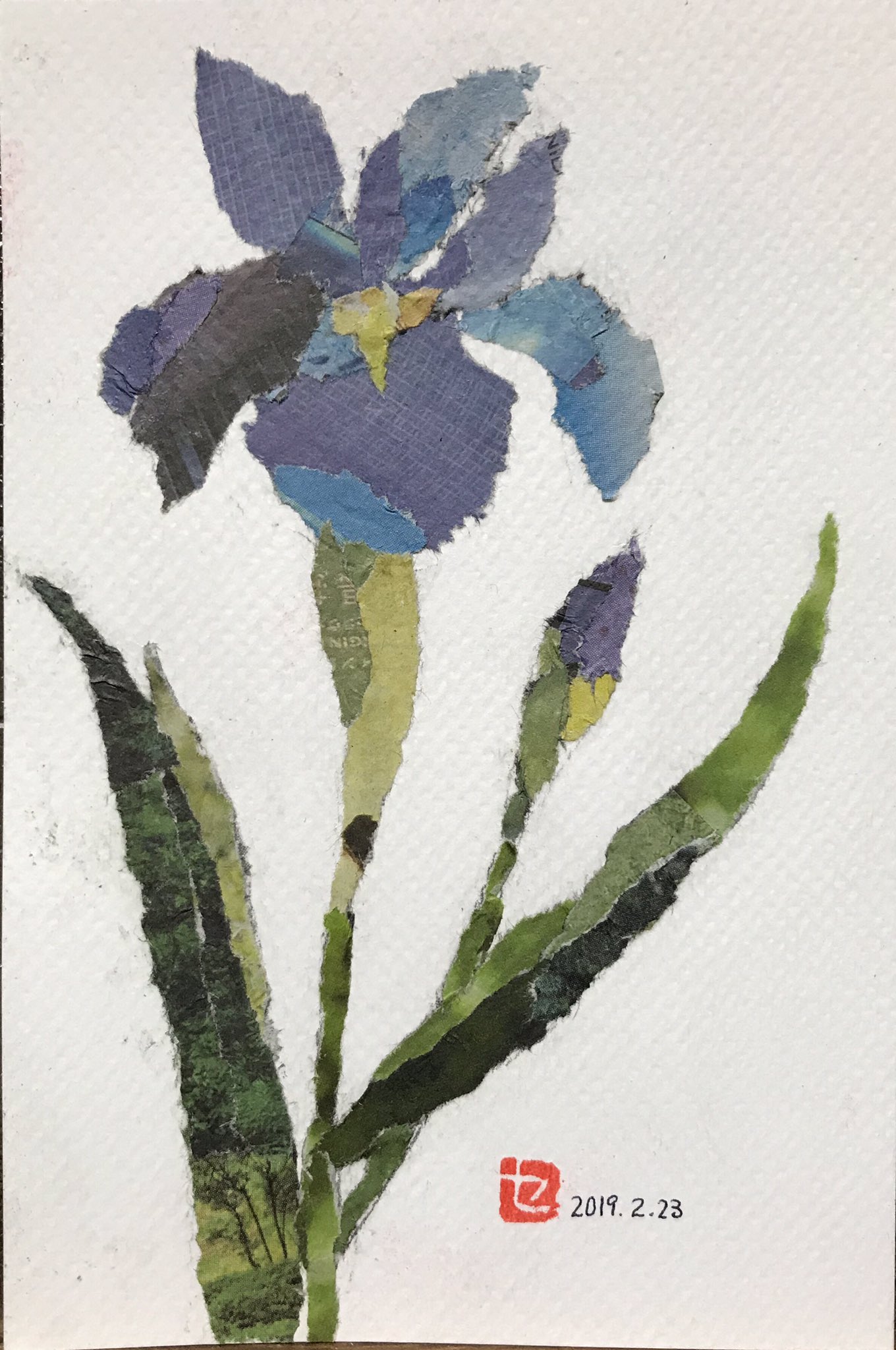 90歳ばあちゃんのちぎり絵作品 Twitter