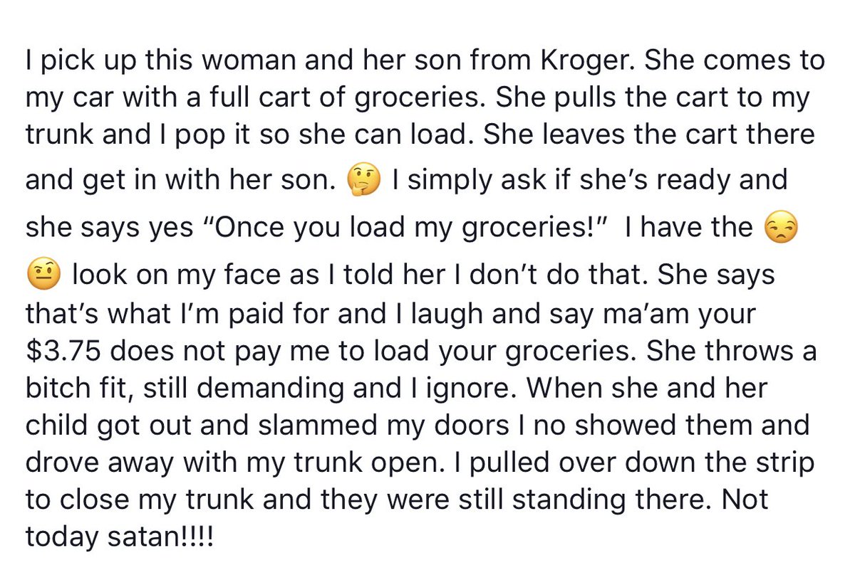 outrideshare's tweet photo. Who do these entitled #rideshare passengers think they are? I had to laugh at this one. https://t.co/248l7N8TZG