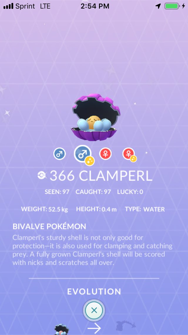 JustSophia22's tweet photo. I call that a successful #Clamperl Research Day! ✨
Ended with 6 shiny clams out of 97 research tasks, and got my 3rd shiny Omanyte! 🤩
Of course my fiancé showed me up and got 17 SHINY CLAMPERL! 🤯 AND he snagged a shiny Krabby! ✨
Much better than #FeebasDay 😂💜 #PokemonGO https://t.co/6LcBLSPN61