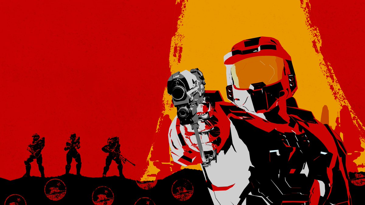 Masterj2001's tweet photo. Given my newly formed obsession with #RedDeadRedemption2 and existing obsession with @Halo, I decided to mash the two together!

This was a fun little project to try cell shading in #Blender3D, something I have never done before!

#HaloSpotlight #Halo #masterchief #RDR2 https://t.co/2PFyaKYMD5