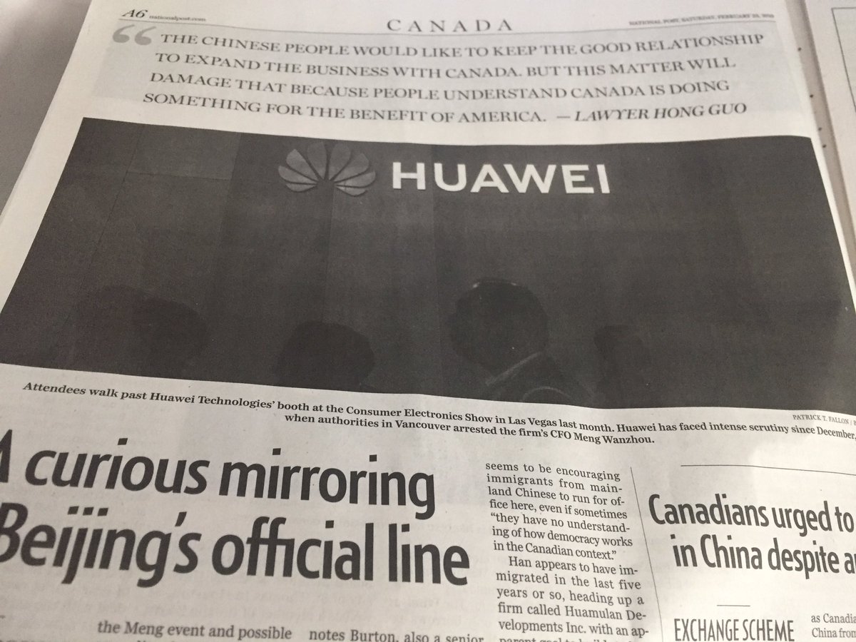 So...China sure has balls in Las Vegas USA! making these kind of statements against Canadians supporting the US...Stuff U Huawei and your Cheap phones and corrupt 5G nextwork.  Huawei = China = Corruption