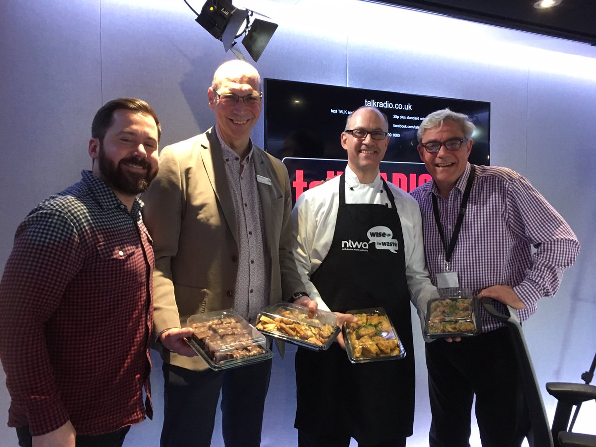 MarkBorrell's tweet photo. Great meeting Dom and Tom at #talkRadio today on the #stephanddom show and brought some samples of food made out of bread crusts for them to try. #nlwa . https://t.co/HWCJxyQyXV