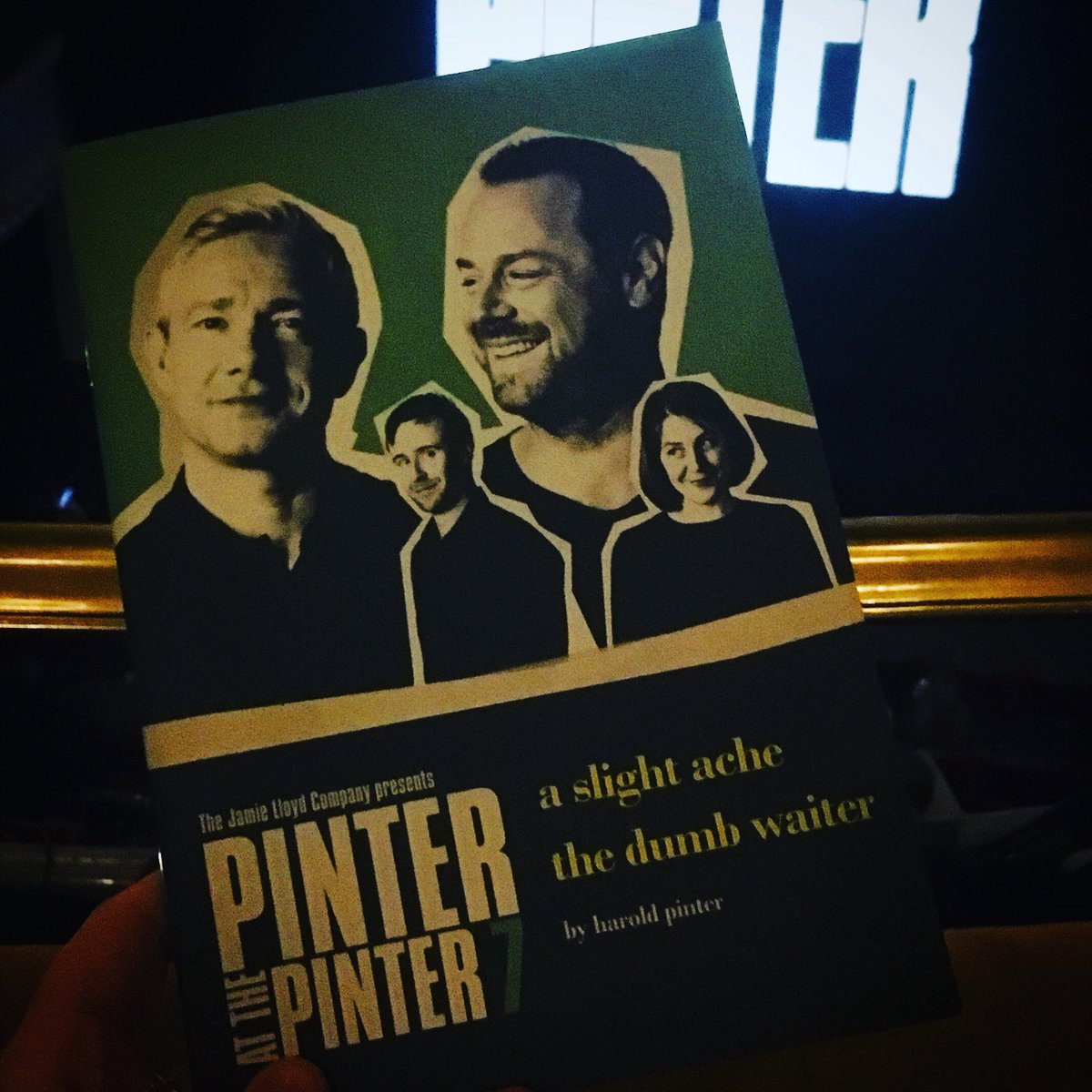 rebeccaswriting's tweet photo. Home after watching #Pinter7 at @HPinterTheatre 
Now time for a cuppa tea ☕️ and a read of the programme 😊always love a trip to the theatre 🎭 
Thank you @EmKRobertson for my Christmas present 😘#PinteratthePinter https://t.co/KgfFCUATE2