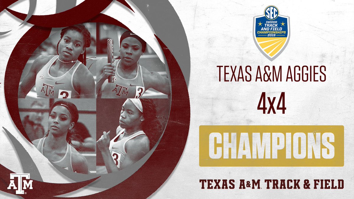 aggietfxc's tweet photo. 3:29.15 victory for the Aggie women in the SEC Indoor 4x400 with a crew of Julia Madubuike (52.77), Tierra Robinson-Jones (52.08), Jaevin Reed (52.39), Syaira Richardson (51.91). World leader and No. 2 time on A&amp;M all-time list. https://t.co/J6tXtrK7RI