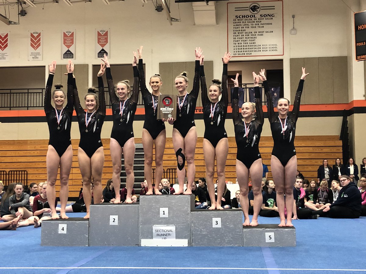 WSCoopGymnasts's tweet photo. Thank you to all who came to support us at sectionals today...we did it! So proud of this group of girls and all the hard work they put in each and every day...WEST SALEM CO-OP IS STATEBOUND!!! https://t.co/djkEzRvNXO