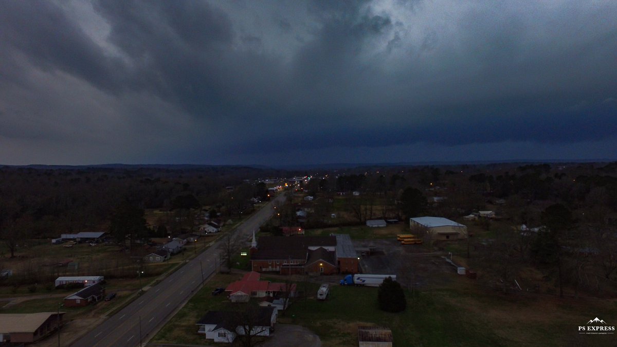 Line of storms approaching Guin. Drone view @simpsonwhnt <a href="/spann/">James Spann</a>