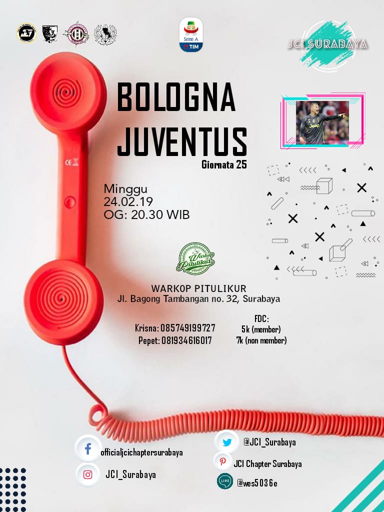 Selamat Pagi 🙂
Selamat Hari Minggu 🙂
Happy Weekend ya semuax Jgn lupa ITS JUVE DAY 👍
Nanti malam ya gaess... Dont miss it 👌
