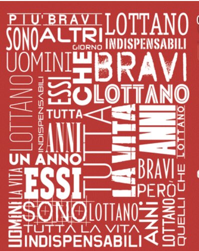 sandind's tweet photo. “Ci sono #uomini che #lottano un giorno e sono #bravi, altri che lottano un anno e sono più bravi, ci sono quelli che lottano più anni e sono ancora più bravi, però ci sono quelli che lottano tutta la vita: essi sono gli #indispensabili.” 

#BertoltBrecht https://t.co/yrOXnuLo86