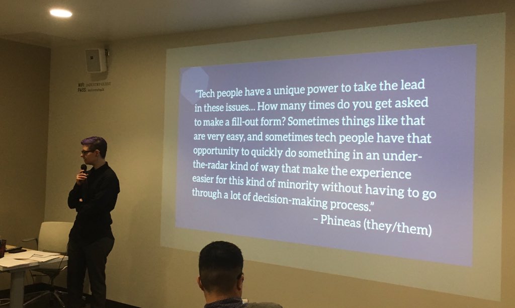 Skye_sant's tweet image. It was amazing to see minds expanding IN REAL TIME as they talked with Jules @juropel about ‘Universal Design for All Genders’ #WIAD19 #DesignForDifference