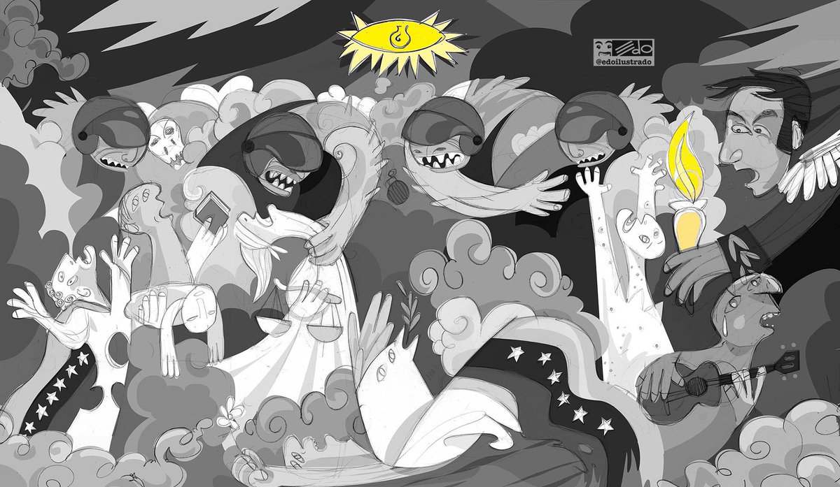 #Venezuela, el horror ... y la esperanza (2017). Un manifiesto en contra de la barbarie. Inspirada en el #Guernica de #Picasso. 
.
.
Espero con ansias que esta larga noche termine. Ya es suficiente. No merecemos esta tragedia.