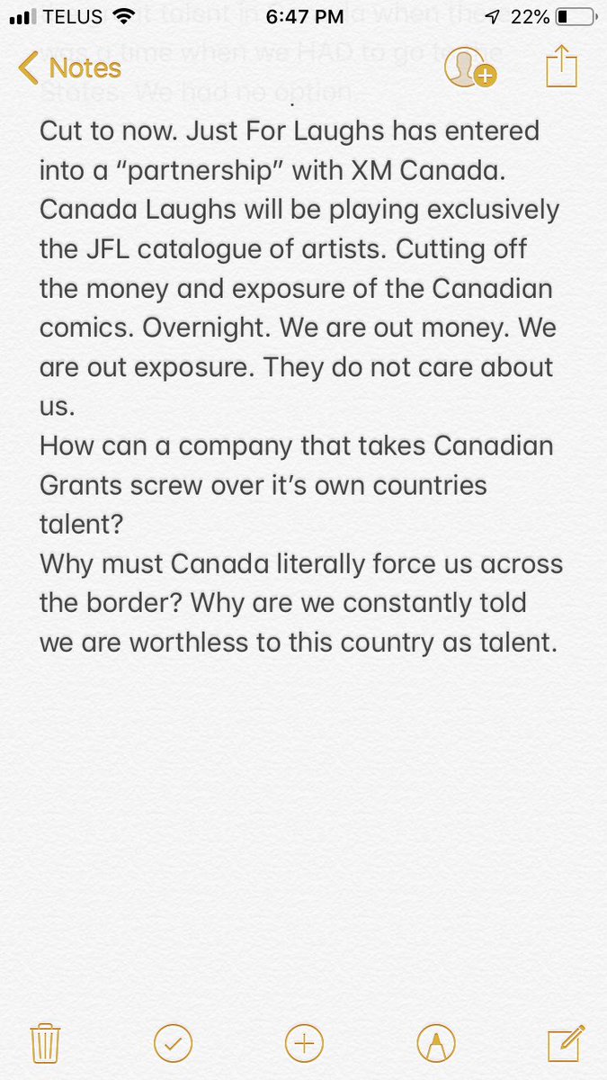 This is hard for me to post because  I've wanted to be a part of Just For Laughs since I was a kid. But they’ve over looked me for a decade so what do I have to lose? Oh ya just the income they’re now taking from all Canadian comedians. Pls read #justformoney