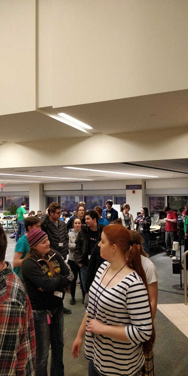 mtuwwhack's tweet photo. Dinner time! Hot dogs, veggie dogs, chips &amp; cookies! (+ Energy drinks are stocked up!) Get ready for a long night of hacking. #wwh2019 https://t.co/37HVQUUzlC