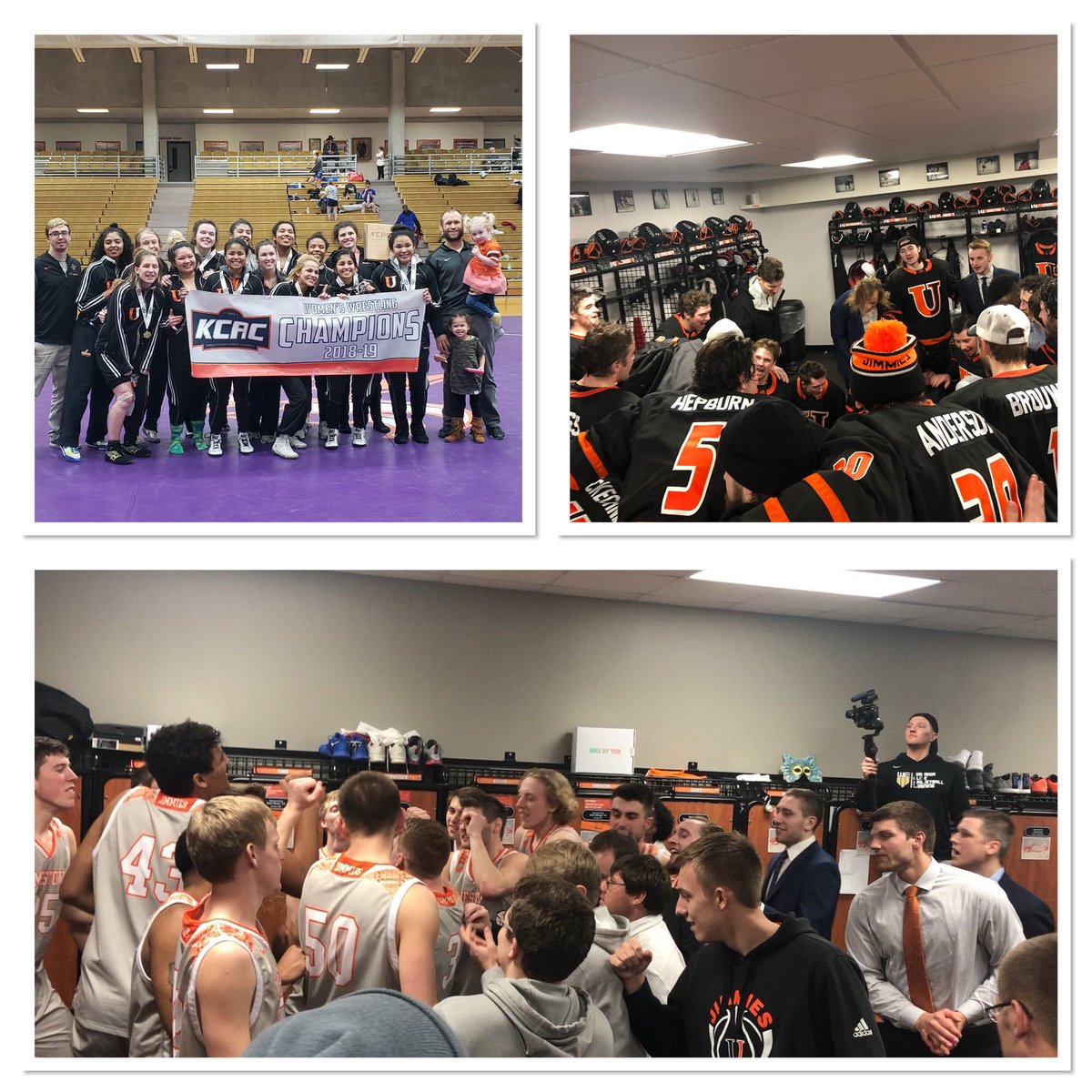 NCADemeritus's tweet photo. Four amazing days as we clinch two bids to nationals and a conference title. Here’s to you @UJW_Wrestling @UJMensHockey @Jamestown_MBB https://t.co/PAqRYwjecm