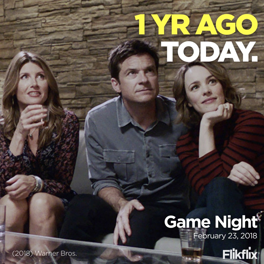 flikflix's tweet photo. Released 1 Year Ago Today. Find it on Flikflix. https://t.co/5kB05NgynX

#GameNight #FlikflixPick #JasonBateman #RachelMcAdams #KyleChandler #SharonHorgan #BillyMagnussen #Lamorne #KylieBunbury #JessePlemons #JohnFrancisDaley #MarkPerez #LoveYourNextFlik https://t.co/F0dGzZeC5y