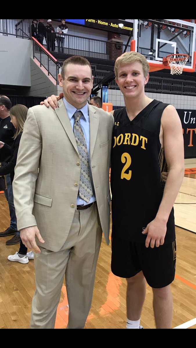 Coach_Schwebke's tweet photo. @DordtHoops takes a tough L in the conf semis in ND tonight to end our season 19-13. Very proud of all of our guys, and the blood, sweat, and tears they shed this season. It is all about relationships in this business #Made2Thrive https://t.co/Xlcjv2039H