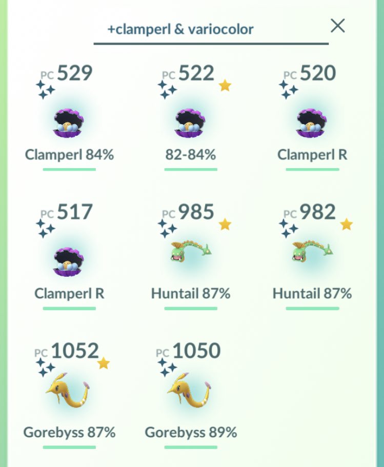 MissRowlet's tweet photo. El #ClamperlDay ha estado infinitamente mejor que el #FeebasDay, aunque me he quedado corta de misiones en mi zona (52 completadas). He conseguido 8 Clampers Shiny (el primero de todos, de hecho) y sus dos evoluciones Shiny. https://t.co/9QOkOBeIZL