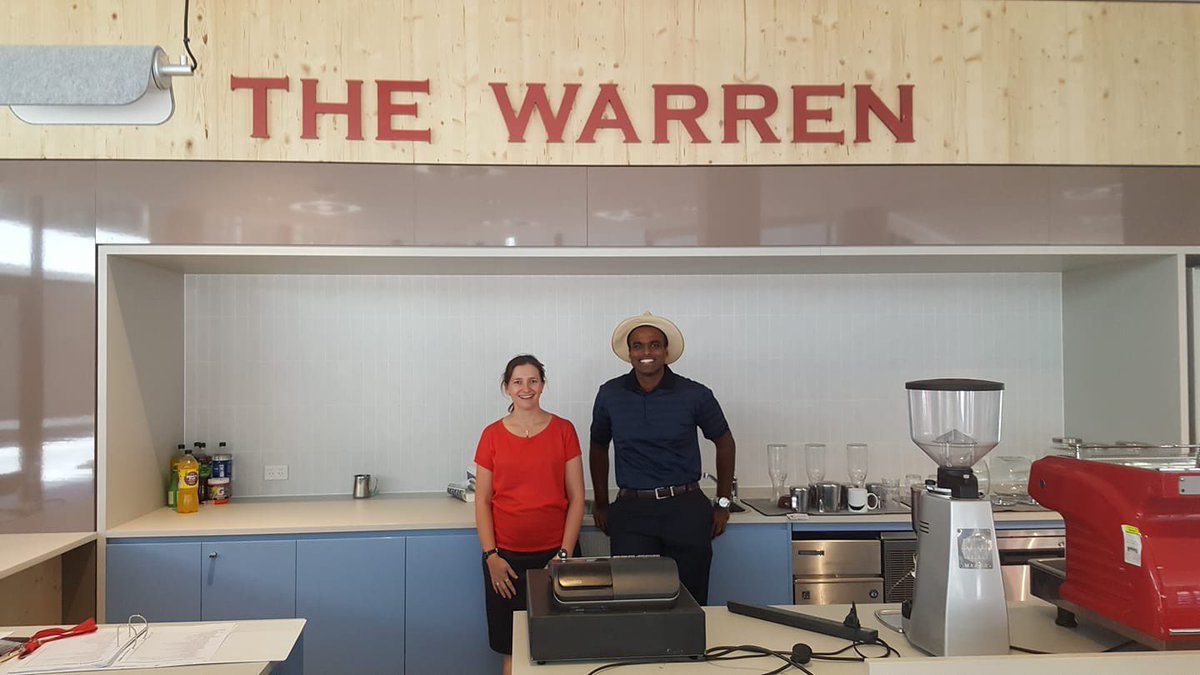 FennerHall's tweet photo. A couple of weeks ago we got a special visit from ex-Head Dr Jasmine Jury, and ex-Dep. Head Samitha Ramanayake - the Warren has since opened and kept Fenner residents very well caffeinated! https://t.co/gSDyA5oIYC