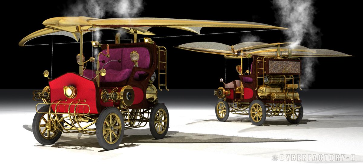ハイロン オリジナルデザインのスチームパンクな車 創拡 3dcg Steampunk Car