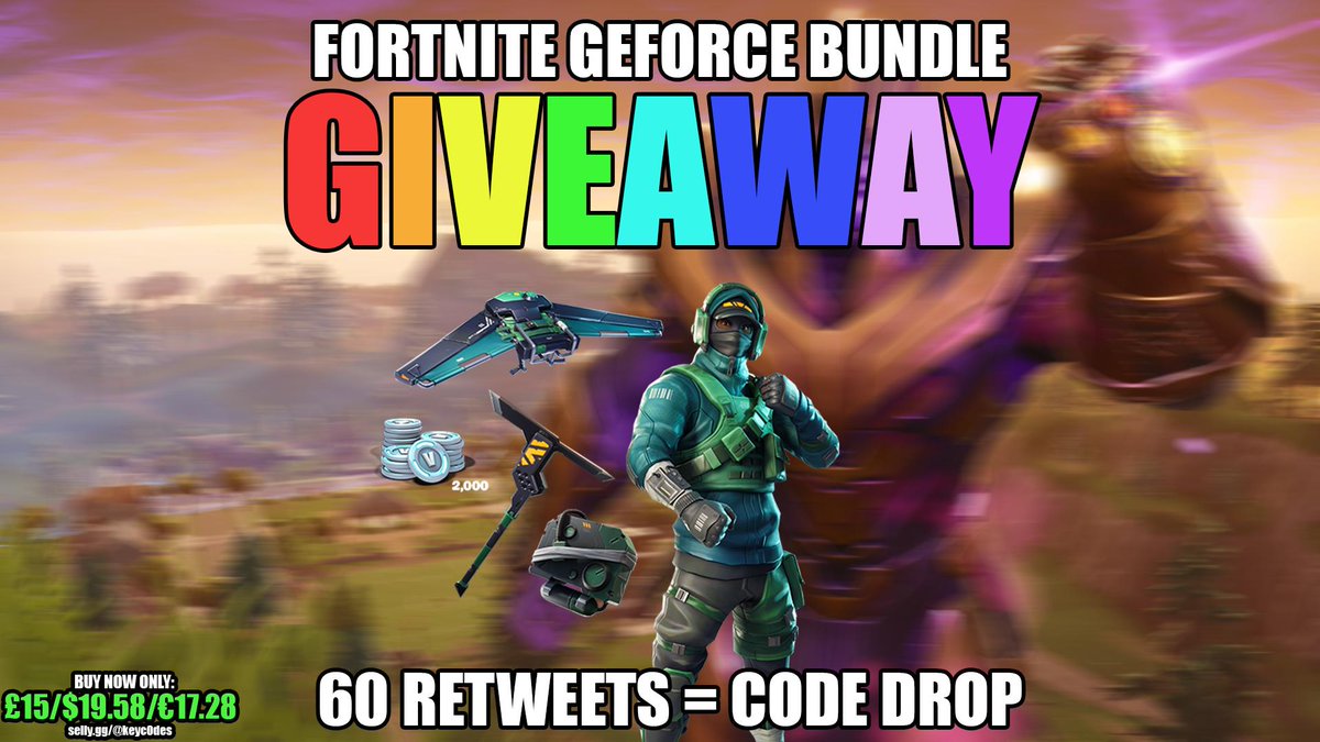 KEYC0DES's tweet photo. Lets see if we can double it?
60 retweets and we will drop another #FortniteGeForceBundle code.
Last giveaway today!
#Fortnite #FortniteGeForce #FortniteBundle #FortniteGiveaways #FortniteCodes #FortniteCode
👉Buy if you didn't get one so far: https://t.co/6Et0PwuSRx https://t.co/YlWOmKyxUS