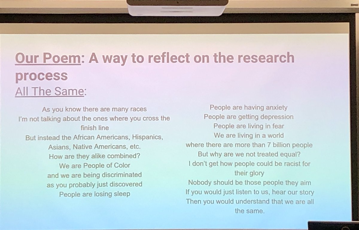 RabaniGarg's tweet photo. At #ethnoforum2019 @PennGSE witnessing high school students share their research and inquiry into access and inequity was pure brilliance. Young people and their intellectual lives don’t need our validation but for us to learn from them! #ypar #research #producersofknowledge https://t.co/tEmcFWykf0