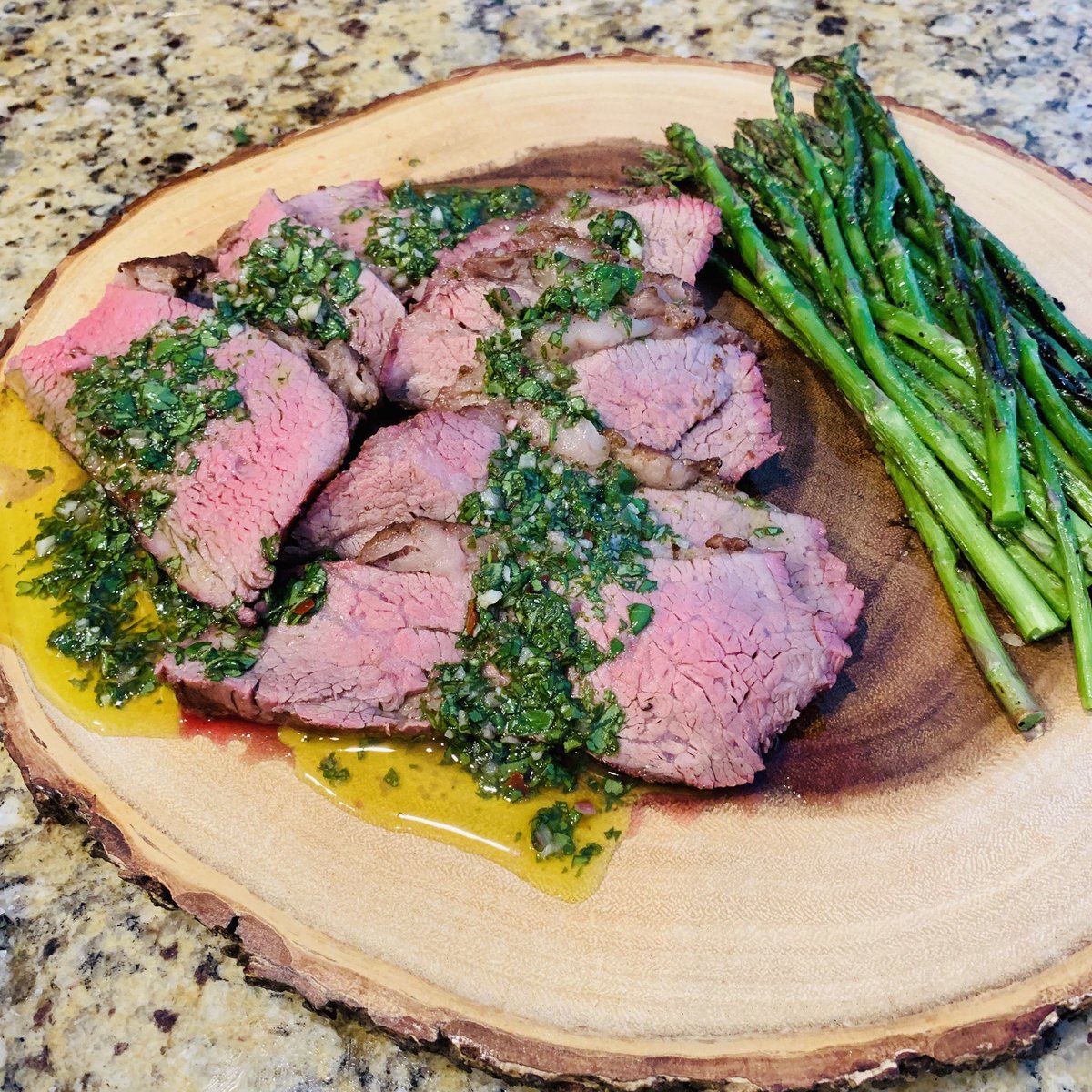 Tri-Tip and Asparagus that’s dinner tonight. Cooked over a wood fire Red Oak and Hickory.