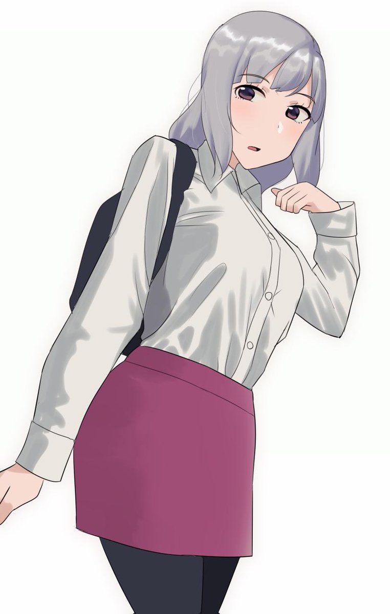 銀髪女子を描きました 