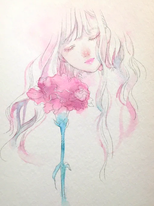 追加のドローイングです。桜とカーネーション?
#手のひらに陽だまりを 