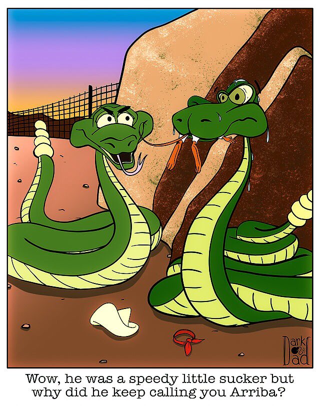 whosyourdarkdad's tweet photo. Mexican food does sound good tonight .
https://t.co/RpyLqmvzOP
#darkhumorcomics #illustration #illustrator #darkdad #bugsbunny #bugsbunnymemes #speedygonzales #looneytunes #snakes #artist #darkhumor #saturdaymorningcartoons #webcomics #mexico #border #daffyduck #yosemitesam https://t.co/UNOZlydaXs