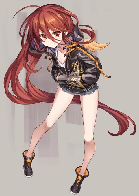 パーカー姿 