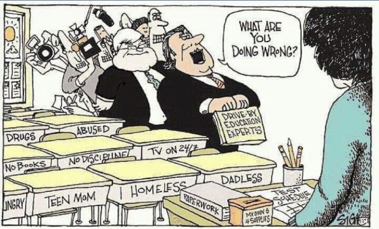 HFT_2415's tweet photo. What instructional rounds feel like—-

You can kill the efficacy of a valuable tool by poorly implementing it.  Teachers should clearly understand the purpose.  Administrators should coordinate visits between departments and limit their air time. https://t.co/Fdbx5YB0Fn