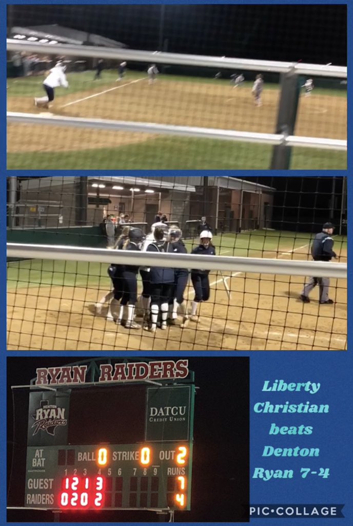 Pam_Skaggs's tweet photo. Still pre season but Liberty Christian Softball is off to a GREAT start! Home run and double play by Taylor, great defense and awesome pitching by Gracie and Harper!!!Beat Denton Ryan 7-4!! #LCSsoftball https://t.co/4nJXT4qmc2