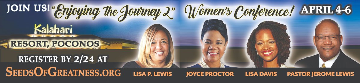 This is it...LAST day to be a part of the Enjoying the Journey Conference!  
seedsofgreatness.org