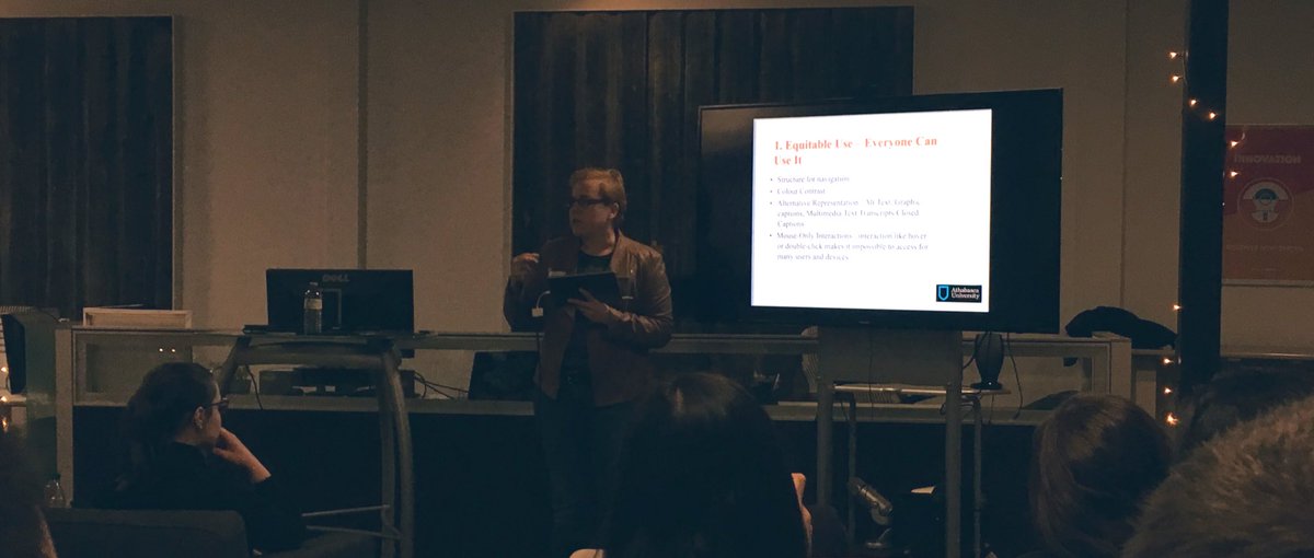 Zokxx's tweet photo. “Universal Design for Information Spaces” by Carrie Anton - Great talk with #accessibility issues demonstrated from the first hand. Make web accessibility your priority No.1!  #WIADyeg #ia #productdesign https://t.co/FUluzehNha