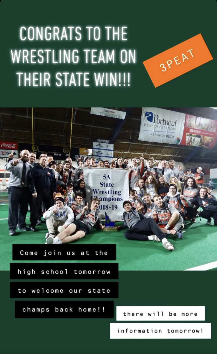 pfhsasb's tweet photo. See everyone tomorrow at the high school to welcome the STATE CHAMPS back home 🖤 we will post more information about it tomorrow!! GREAT WEEK TO BE A TROJAN 🧡 https://t.co/JqUoFI9Fmh