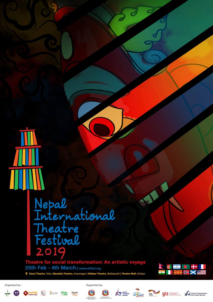 NITFest_2019's tweet photo. Official poster for @NITFest_2019 
#nitfest2019 #NepalInternationalTheatreFestival #ilovenepalitheatre https://t.co/YKNXgtoTHB