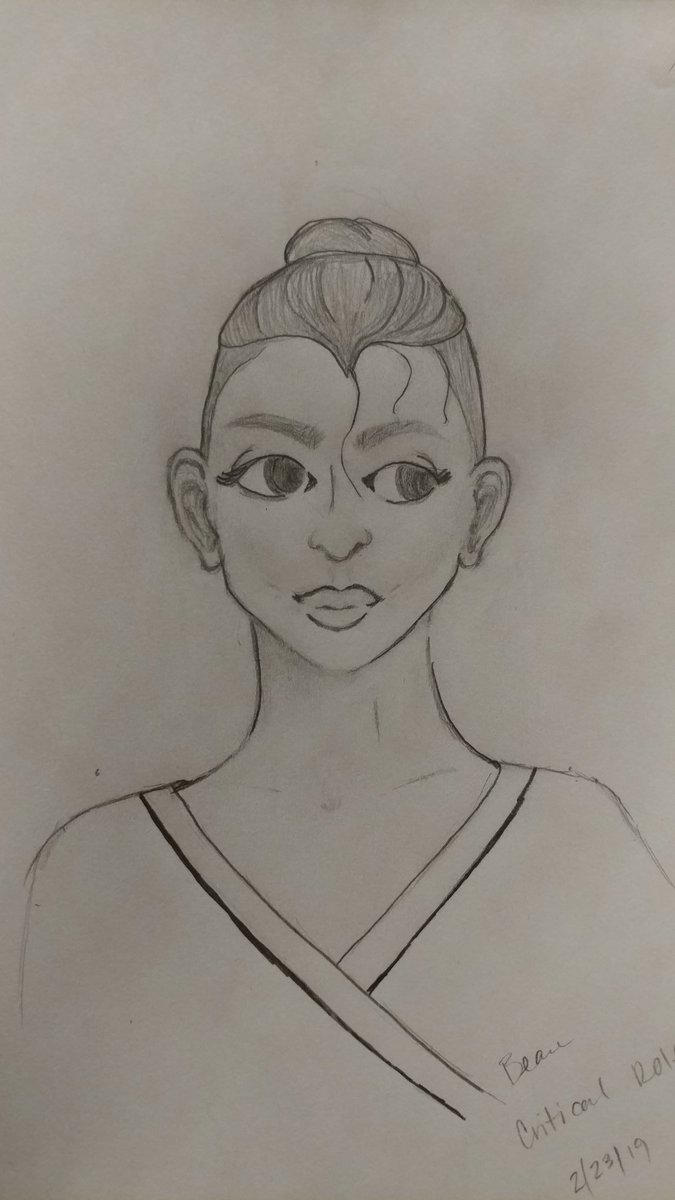 claymaiden's tweet photo. Mine definitely turned out different, but here is my Beau! First time ever really drawing, I had a lot of fun and can't wait to watch more of the Pub Draw series! #everythingiscontent #Beauregard #CriticalRole #CriticalRoleArt https://t.co/2Jq3KLRxLA