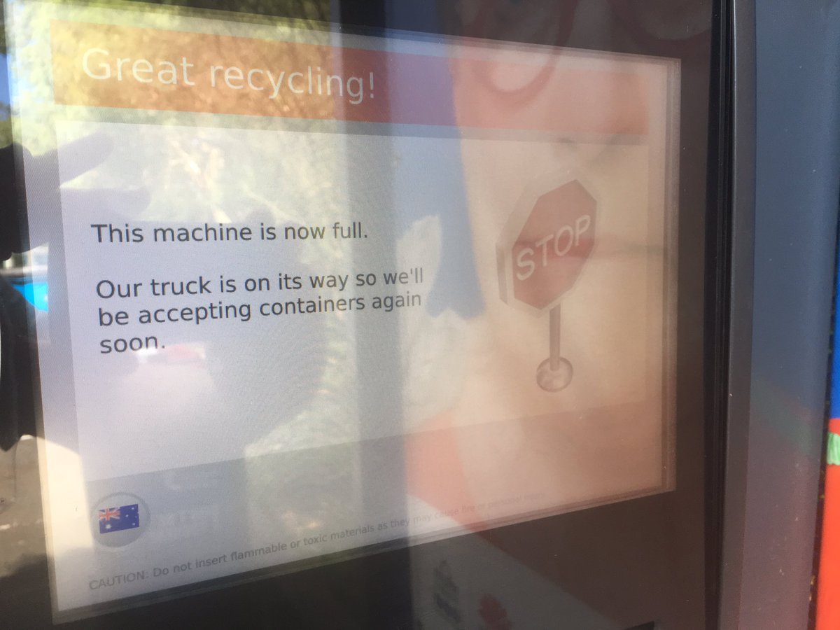 wahroonga1's tweet photo. @myTOMRA_Aus  - when will you put in a recycling machine at Hornsby? It’s a 20 mins drive to Terrey Hills and it’s constantly full. Ridiculous! #mytomra #tomra #returnandearn https://t.co/mEeTsUjb1g