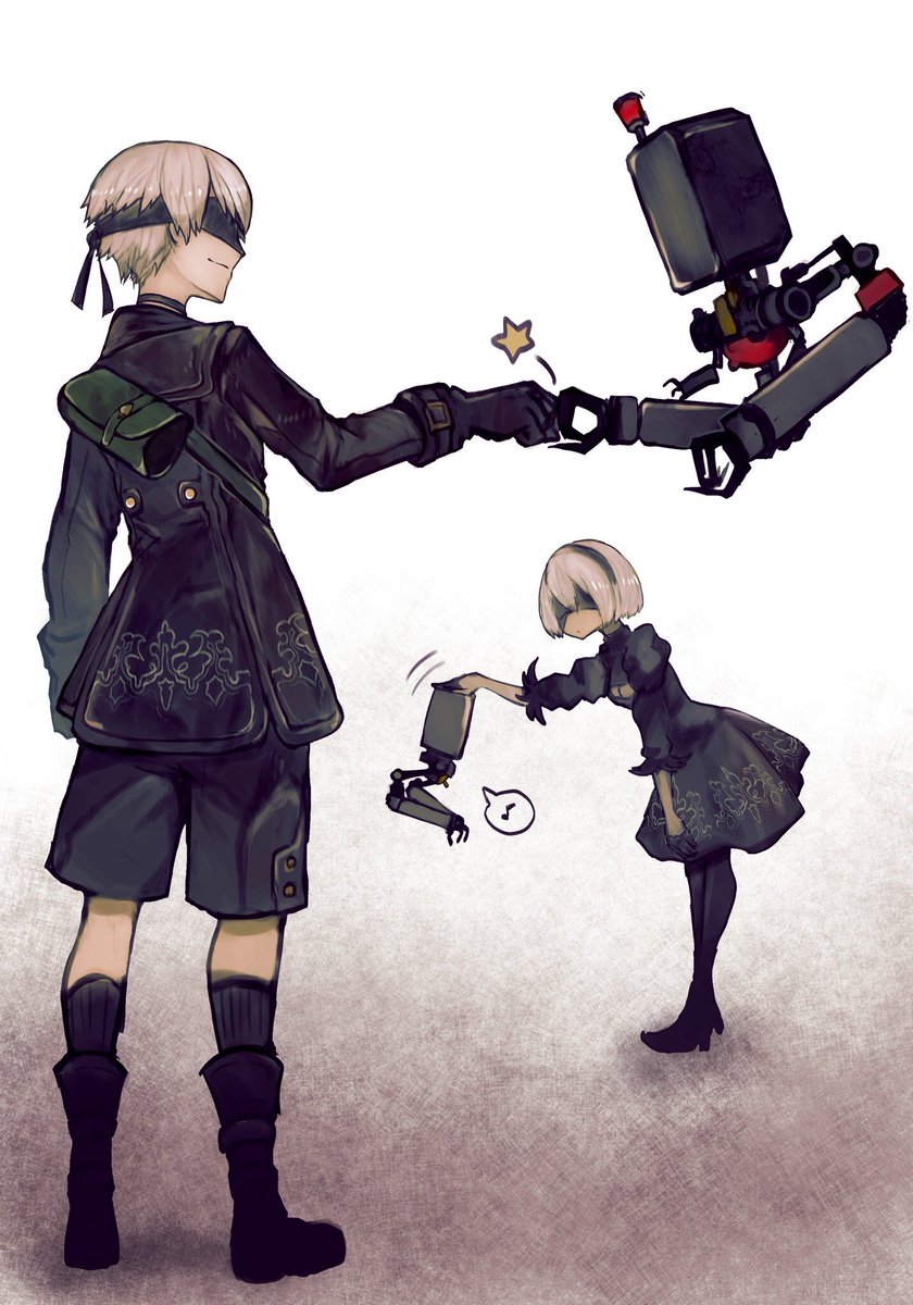 ヨルハ二号B型 ,ヨルハ九号S型 「NieRの絵探したら一個だけありました
2周年おめでとうございます
 #NieR」|Sanshowuoのイラスト
