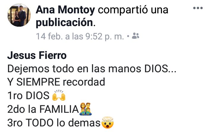 jesusjfierro's tweet photo. Mi amada esposa @montoy2901 compartio esto en mi muro de #Facebock el 14 de febrero pues yo pasaba por una situación difícil; a menos pensaba eso.
Vaya que siempre tiene la razón para mí es perfecta, no se cómo lo hace 🤷🏻‍♂️  pero siempre termina demostrándolo. https://t.co/nNgcSNFAef