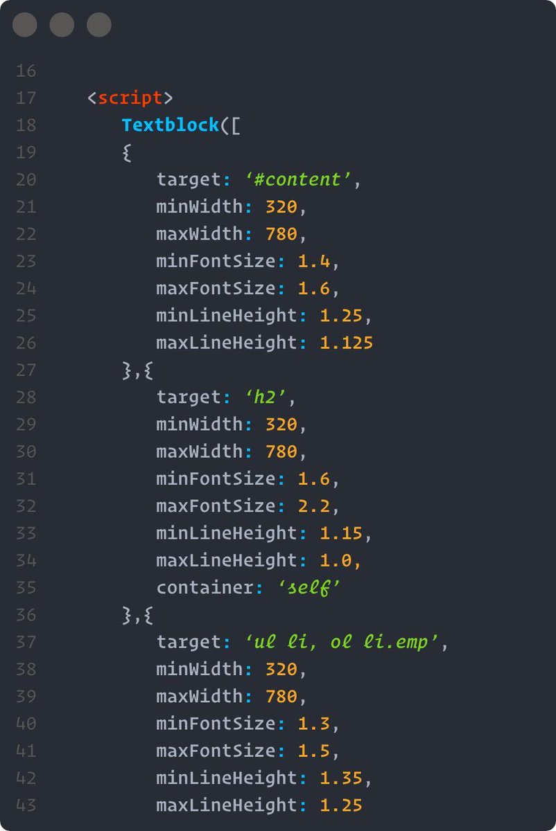 css's tweet image. &amp;gt; A javascript tool for adjusting size, leading, and grades to cast continuously responsive typography. It works over your current CSS as a progressive enhancement.

textblock.io